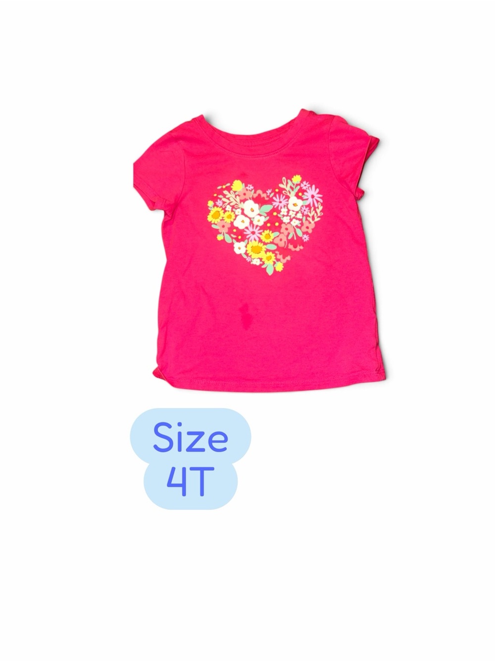 Cat & Jack Hot Pink Floral Heart Short Sleeve Tee